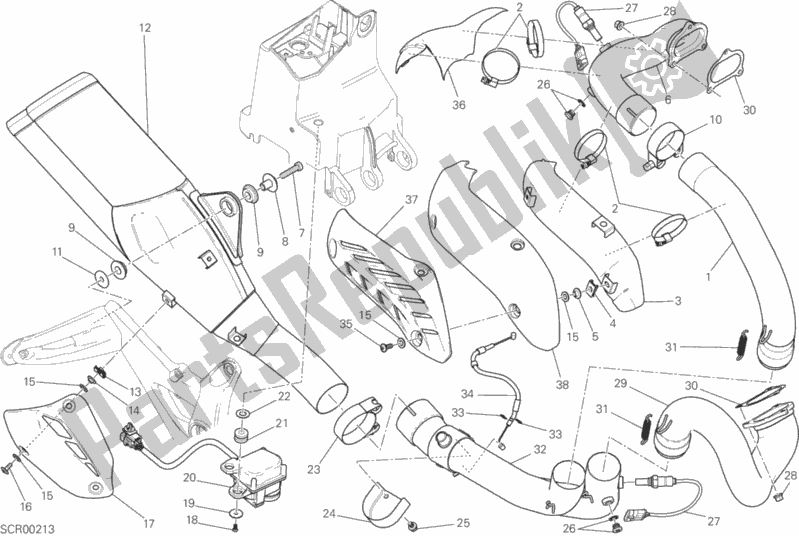 Toutes les pièces pour le Système D'échappement du Ducati Monster 821 USA 2015